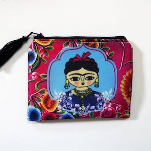Frida Kahlo, sac à main fuchsia, illustration Frida Kahlo. Bourse mexicaine, folk mexicain
