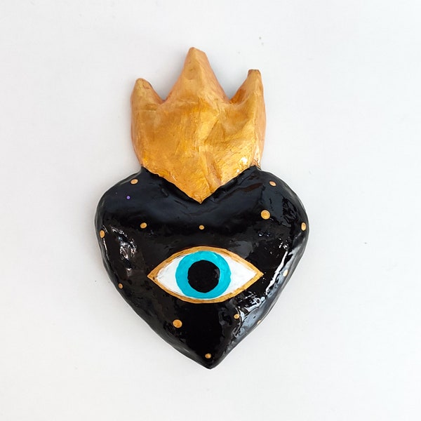 Evil eye ex voto, milagrito mexicano, exvoto mexicano, exvoto, turkish eye, wall decor, paper mache, handmade decor, mexican exvoto, acrylic