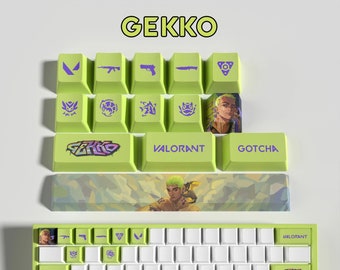 Valorant Gekko Keycaps / Variationen: 14 Tasten, 29 Tasten, Komplettset / Mechanische Tastatur-Keycaps / Nur Keycaps! Tastatur nicht im Lieferumfang enthalten!