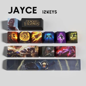 Jayce – Tastenkappen League of Legends, 12 Stück + 1 kostenloser Tastenkappen-Extraktor / OEM-Profil / MX-Schalter / Nur Tastenkappen!