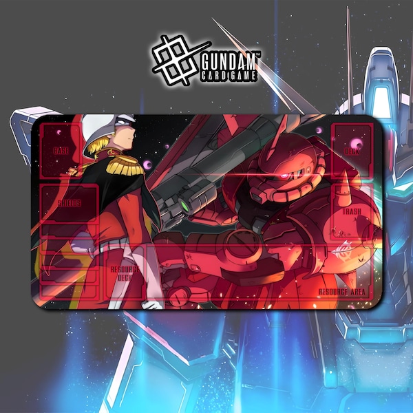 Char Aznable x Zaku II Red Comet Gundam Card Game / Playmat 24"x14" inches (600x350x2mm)