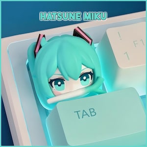 Hatsune Miku Cute Keycaps - Handmade Cherry MX Keycaps for Custom Mechanical Keyboards