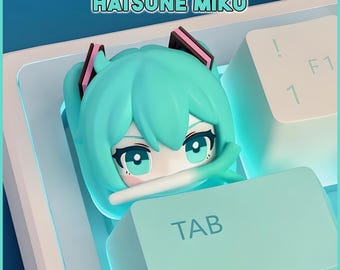 Hatsune Miku Cute Keycaps - Handmade Cherry MX Keycaps for Custom Mechanical Keyboards