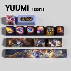 Yuumi – Tastenkappen League of Legends, 12 Stück + 1 kostenloser Tastenkappen-Extraktor / OEM-Profil / MX-Schalter / Nur Tastenkappen!