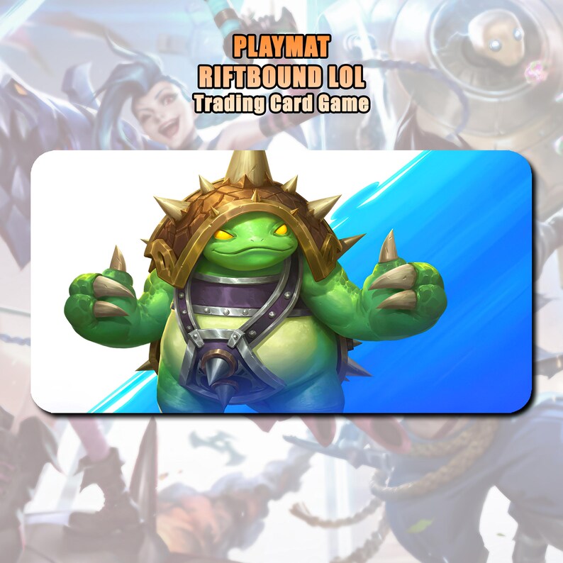 Green/blue Riftbound Background Rammus - Riftbound LOL TCG Playmat / 24