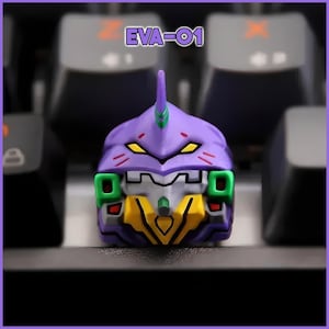 Teclas adorables de Evangelion Eva 01 - Teclas Cherry MX hechas a mano para teclados mecánicos personalizados
