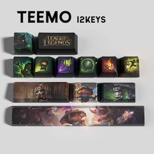 Teemo – Tastenkappen League of Legends, 12 Stück + 1 kostenloser Tastenkappen-Extraktor / OEM-Profil / MX-Schalter / Nur Tastenkappen!
