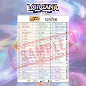 Into the Inklands Checklist Lorcana Englische Version / Master Set / Kartenliste, Seltenheit, Folie, Tintenfarbe / Perfekt für Sammler / PDF-Datei