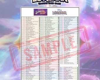 Shimmering Skies Checklist Lorcana English Version / Master Set / Card List,  Rarity, Foil, Ink Color / Perfect for Collectors / PDF File - Etsy
