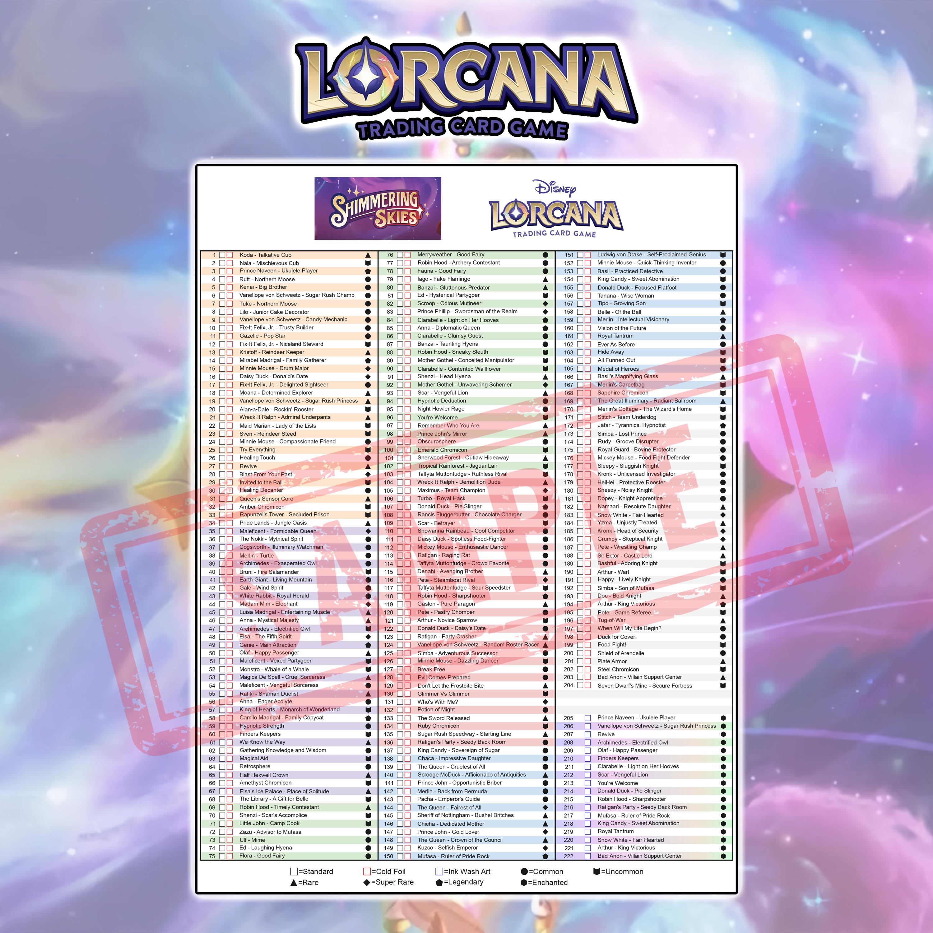 lorcana shimmering skies card list Amazon.com: Ravensburger Disney Lorcana TCG: Shimmering Skies Assorted  Single Booster Pack (12 Cards) | Collectible Trading Cards | Ideal for  Disney Fans & TCG Players main image 1