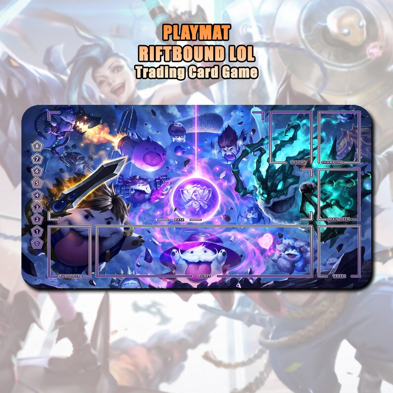 Green/blue Riftbound Background Poro World - Riftbound LOL TCG Playmat / 24