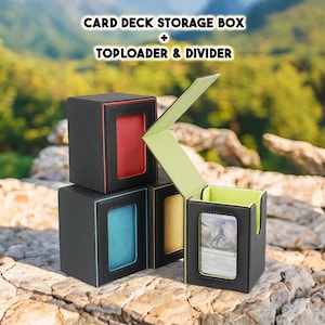 Deck-Aufbewahrungsbox für Karten-TCG + 1 Toploader + 1 Trennwand im Lieferumfang enthalten / Cooles Fensteröffnungsdesign, doppellagige Verstärkung, hochwertig strukturiert