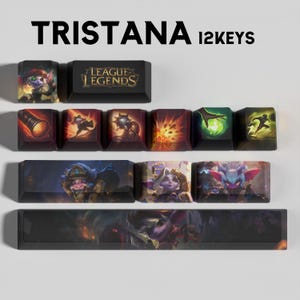 Tristana – Tastenkappen League of Legends, 12 Stück + 1 kostenloser Tastenkappen-Extraktor / OEM-Profil / MX-Schalter / Nur Tastenkappen!