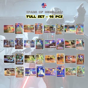 フルセット Spark of Rebellion - スターウォーズ アンリミテッド SWU SOR プロキシ ホイル TCG / 16 個 英語版