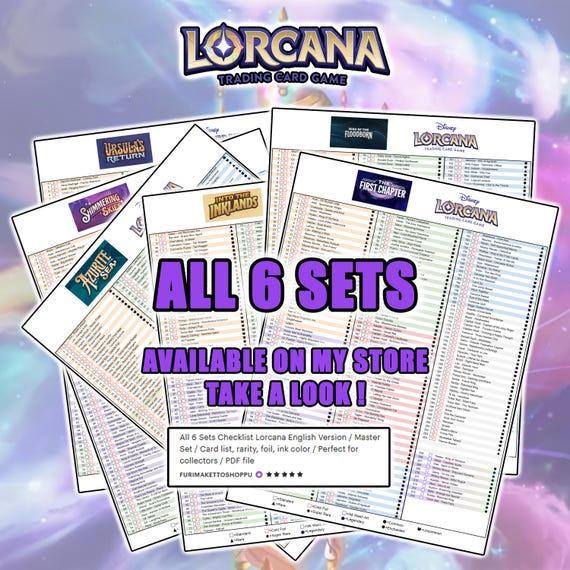 The First Chapter Checklist Lorcana English Version / Master Set