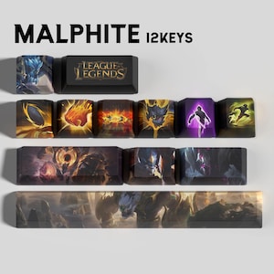 Malphite - Keycaps League of Legends 12 PCS + 1 Free Keycap Extractor / OEM Profile / MX Switches / Only Keycaps!