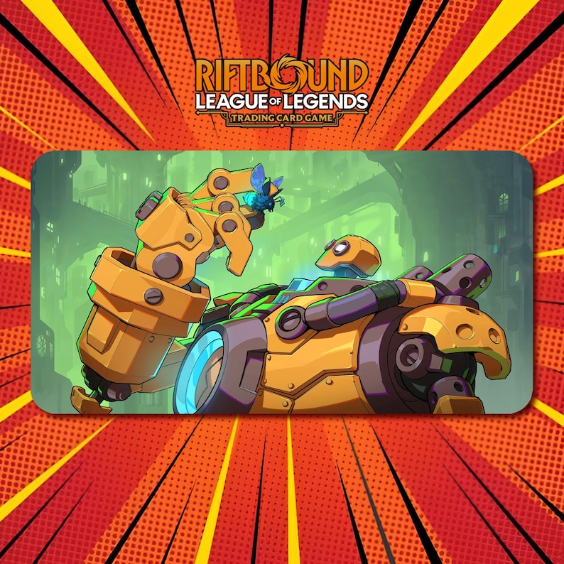 Green/blue Riftbound Background Blitzcrank 2x - Riftbound LOL TCG Playmat / 24