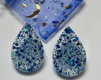 Boucles d'oreilles paillette bleue