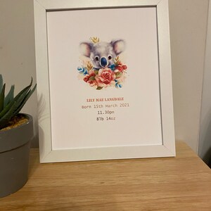 8x10&quot; Baby Keepsake Water Colour Stats Baby Animals
