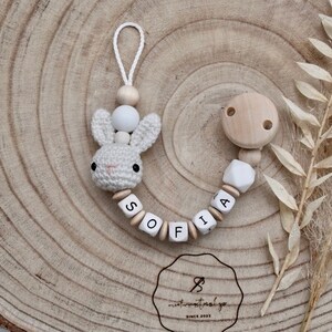 Personalized bunny pacifier chain