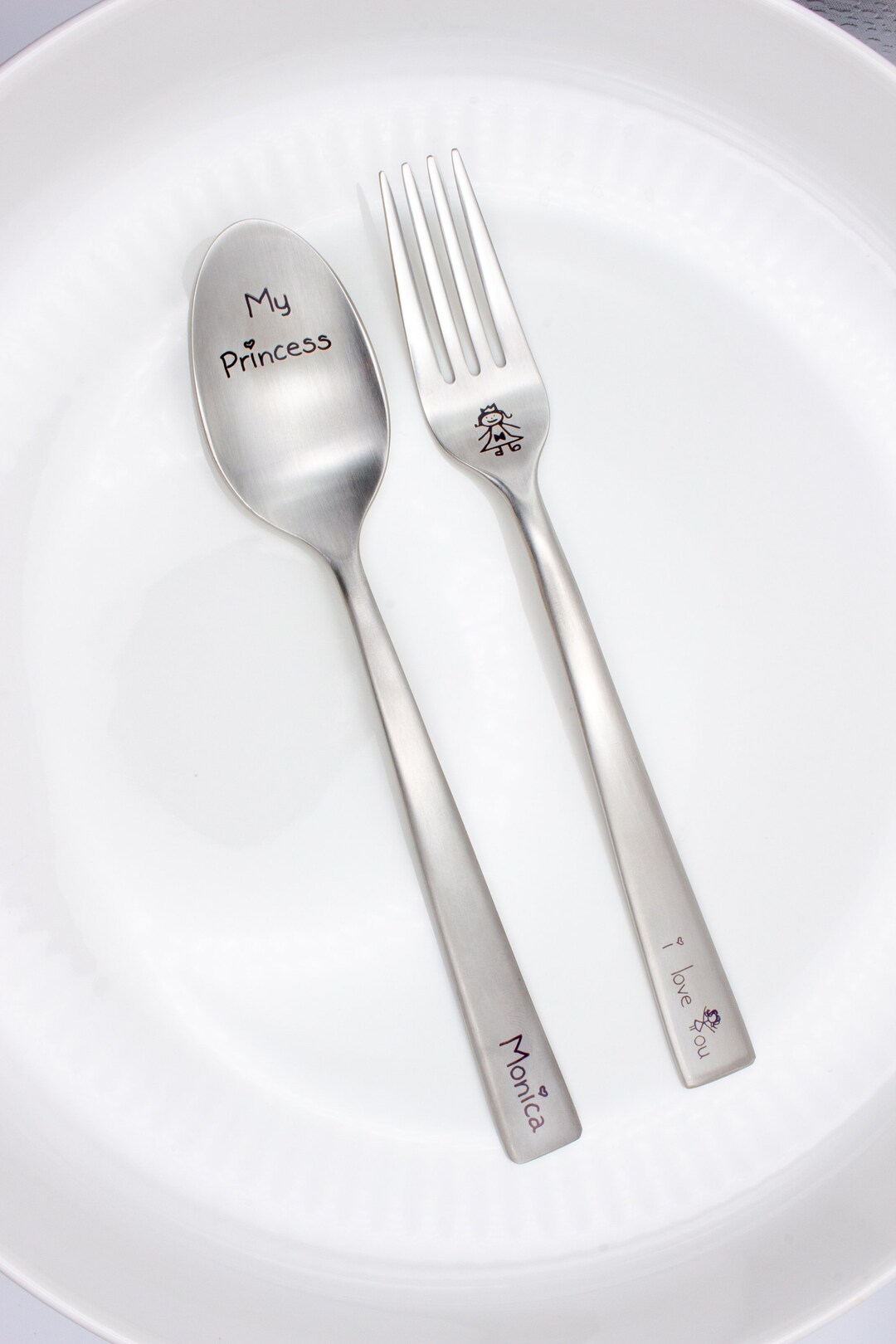 Personalized Spoon and Fork Set for Kids Laser Engraving Name Etsy