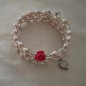 5 Decade Rosary Bracelet with Pink Beads