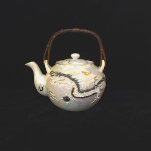 Vintage Japanische Schillernde Drachen Teekanne