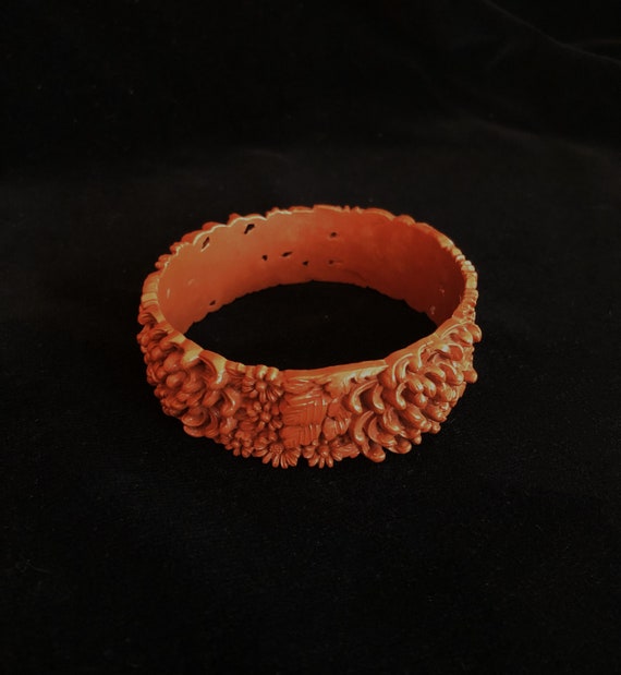 Vintage Celluloid Carved Bracelet