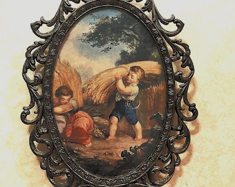 Italiaanse fotolijst 20e eeuw met print van oogstende kinderen