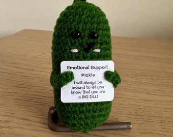 Emotional Support Pickle - Pocket Pet // Amigurumi/Crochet Pickle - Cute Plushie/Friend // Anti-Anxiety Toy