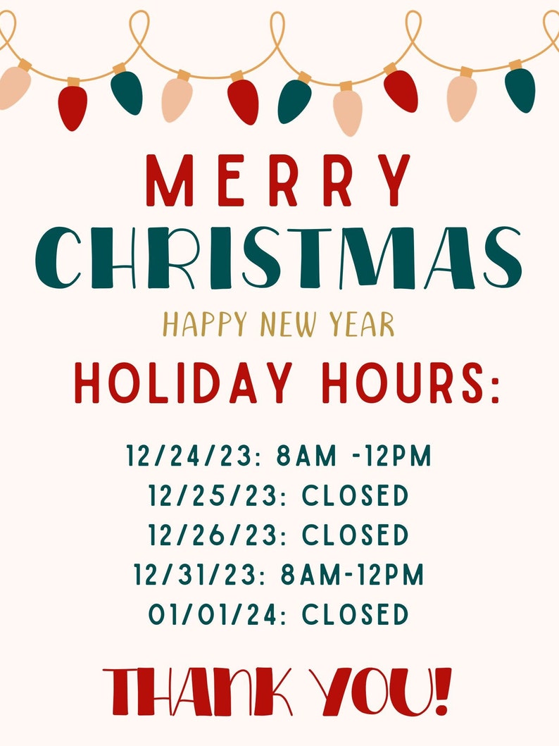Editable Holiday Hours Template in Canva Festive Flexibility for Your Editable Holiday Hours Template in Canva Festive Flexibility for Your