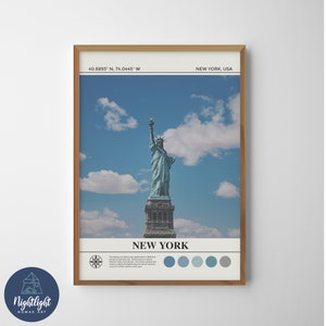 Estatua de la Libertad de la Ciudad de Nueva York Pintura al óleo digital / Arte de la pared de Nueva York / Cartel de Nueva York / Dibujo de decoración de la pared de Nueva York / Nueva York