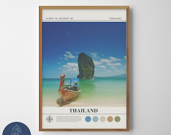 Thailand Phuket Beach eiland digitaal olieverfschilderij | Thailand kunst aan de muur | Thailand-poster | Thailand muur decor tekening | Thailand-afdruk