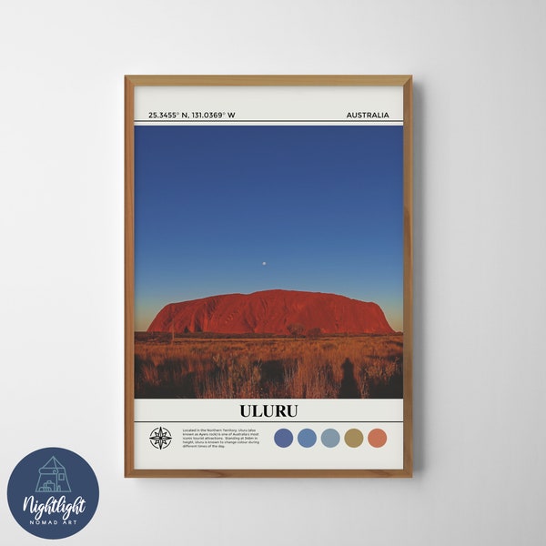 Australia Uluru Ayers Rock Outback Digital Oil Painting | Australia Wall Art | Australia Poster | Australia Wall Decor Drawing | Australia
