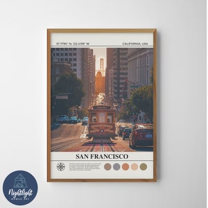 Pintura al óleo digital del teleférico de San Francisco / Arte de la pared de San Francisco / Cartel de San Francisco / Decoración de la pared de San Francisco / California