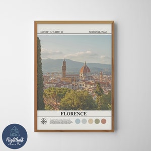 Paisaje urbano de Florencia Italia Pintura al óleo digital / Arte de la pared de Florencia Italia / Cartel de Florencia Italia / Dibujo de decoración de la pared de Florencia / Florencia
