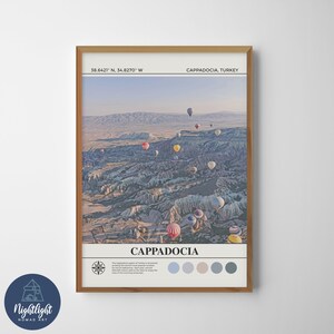 Capadocia Turquía Globo aerostático Pintura al óleo digital / Arte de la pared de Turquía / Cartel de Turquía / Dibujo de decoración de Turquía / Turquía