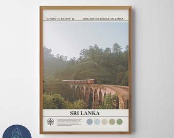 Sri Lanka Negen Bogen Spoorbrug Sri Lanka Digitaal Olieverfschilderij | Sri Lanka kunst aan de muur | Sri Lanka-poster | Sri Lanka wanddecoratie tekening