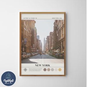 Pintura al óleo digital de Broadway de la ciudad de Nueva York / Arte de la pared de Nueva York / Cartel de Nueva York / Dibujo de decoración de la pared de Nueva York / Nueva York