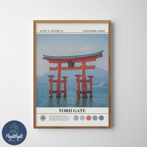 Japón Torii Gate Itsukushima Shinto Shrine Pintura al óleo digital / Arte de la pared de Japón / Cartel de Japón / Dibujo de decoración de la pared de Japón / Impresión de Japón