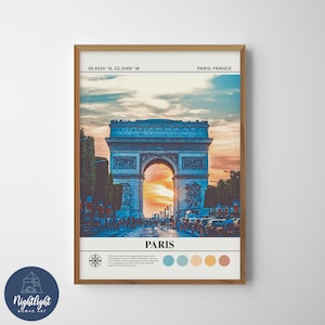 París Francia Pintura al óleo digital / París Francia Arte de la pared / París Francia Cartel / París Francia Decoración de la pared Dibujo / París Francia