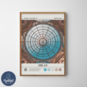 Milán Italia Galleria Vittorio Emanuele Pintura al óleo digital / Milán Italia Arte de la pared / Milán Italia Cartel / Dibujo de decoración de la pared de Milán / Milán