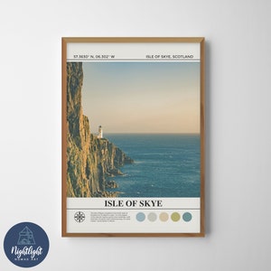 Schottland Isle of Skye Neist Point Leuchtturm Digitales Ölgemälde | Schottland Wandkunst | Schottland Poster | Schottland Wanddeko Zeichnung