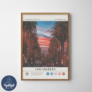 California Hollywood LA Pintura al óleo digital / Arte de la pared de California / Cartel de California / Dibujo de decoración de la pared de California / California EE.UU.