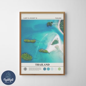 Tailandia Tropical Beach Island Pintura al óleo digital / Arte de la pared de Tailandia / Cartel de Tailandia / Dibujo de decoración de la pared de Tailandia / Impresión de Tailandia