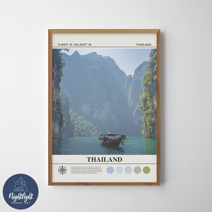 Tailandia Phang Nga Bay Boat Island Pintura al óleo digital / Arte de la pared de Tailandia / Cartel de Tailandia / Dibujo de decoración de la pared de Tailandia / Impresión de Tailandia