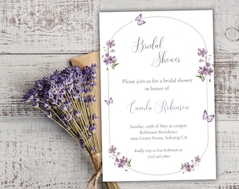 Editable Floral Butterfly Bridal Shower Invitation Template
