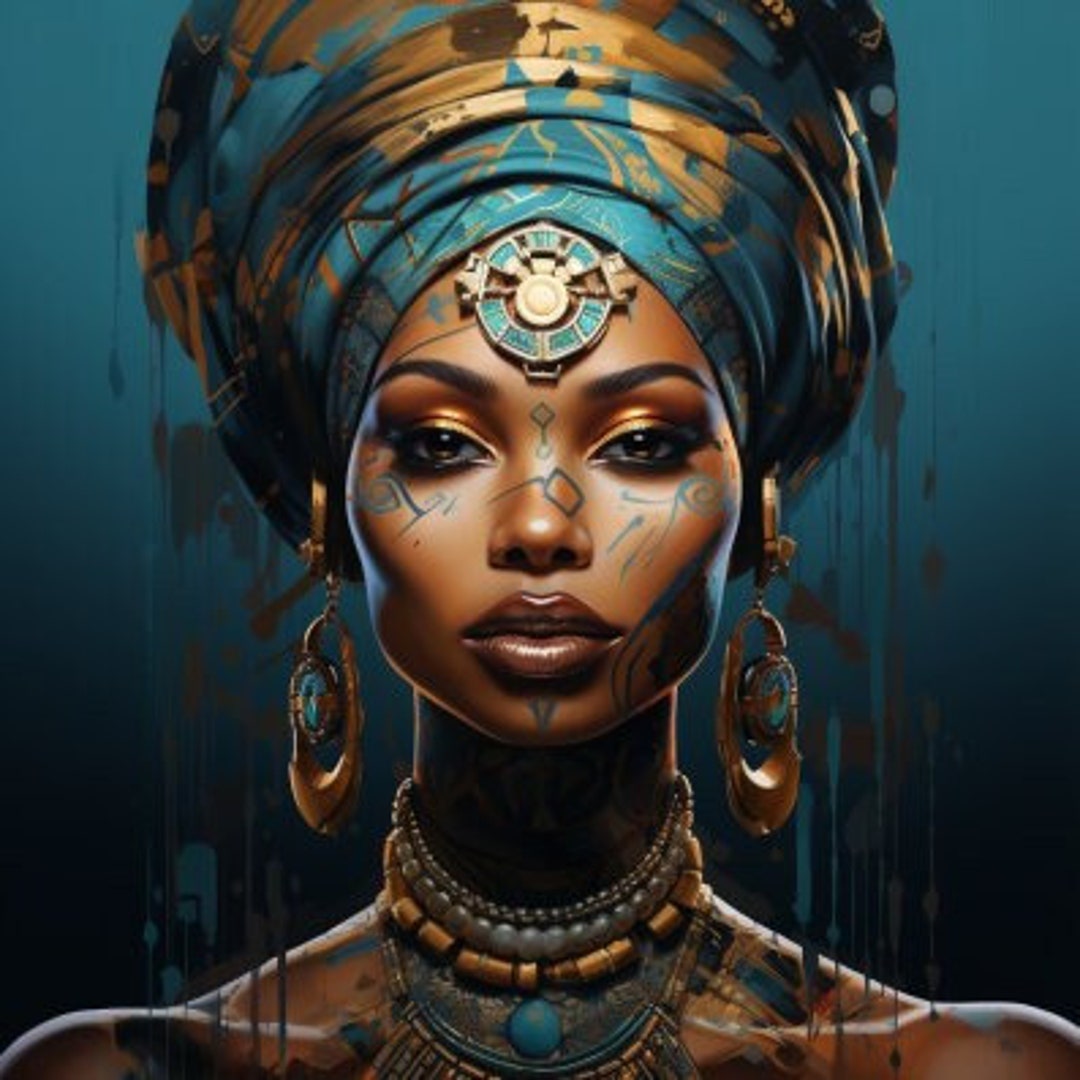Black Woman Portrait Wall Art Digital Art Afrocentric Painting black-woman-portrait-wall-art-digital-art-afrocentric-painting