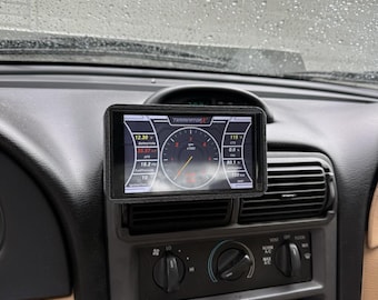 In-vent mount for Holley EFI 5 inch handheld screen in 94-04 SN95 Ford Mustang.