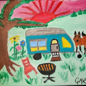 Camping Trailer With Fox Friend !